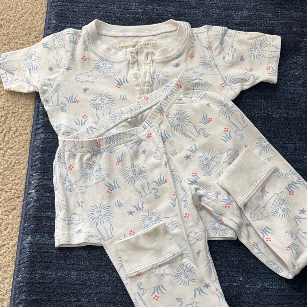 TBBC Blue and White Lion Print Pajama Set